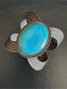 Faux Turquoise and copper Cuff Bracelet